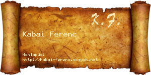Kabai Ferenc névjegykártya